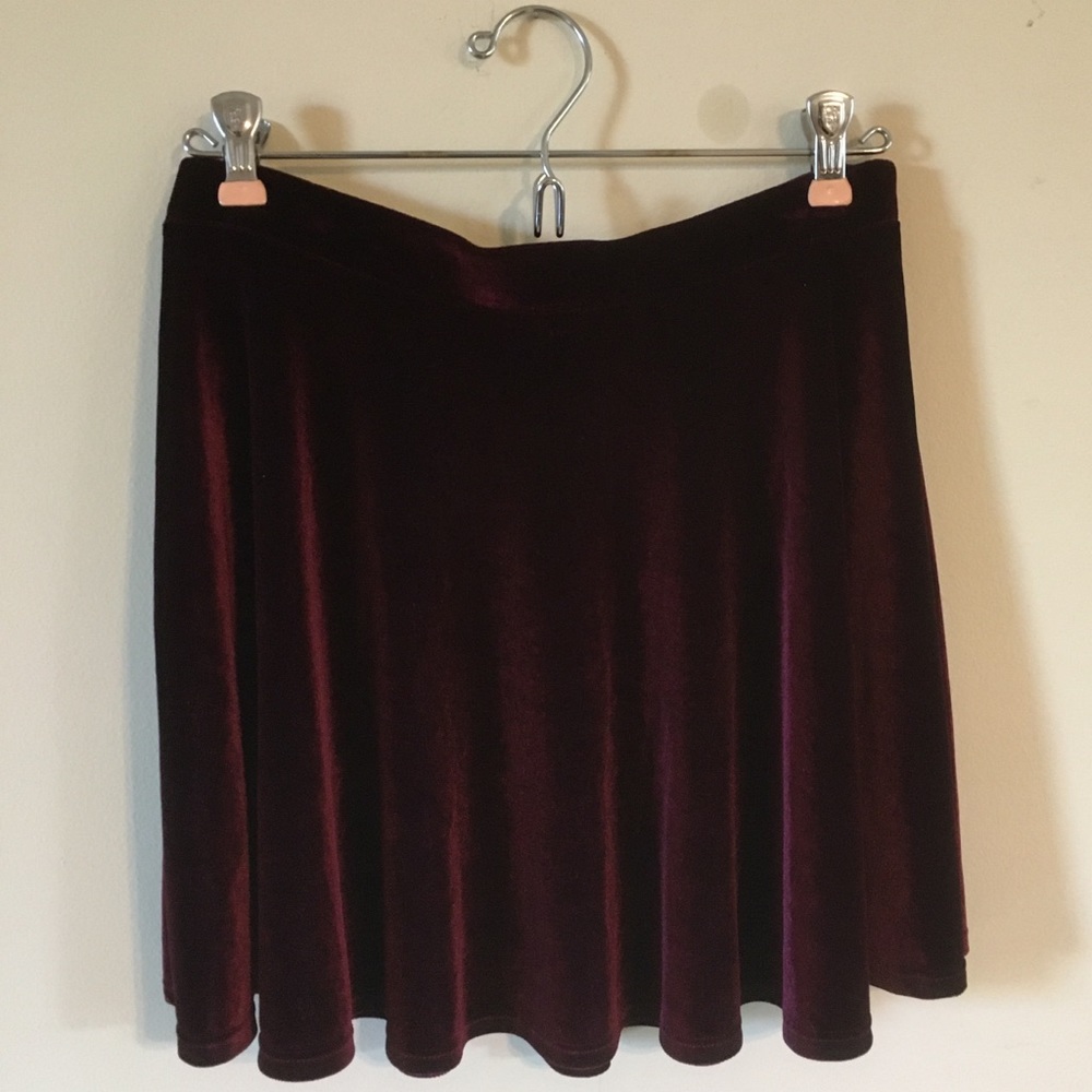 Burgundy velvet skirt